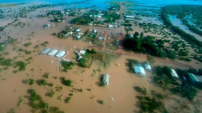 Gambar banjir di Queensland, Australia.