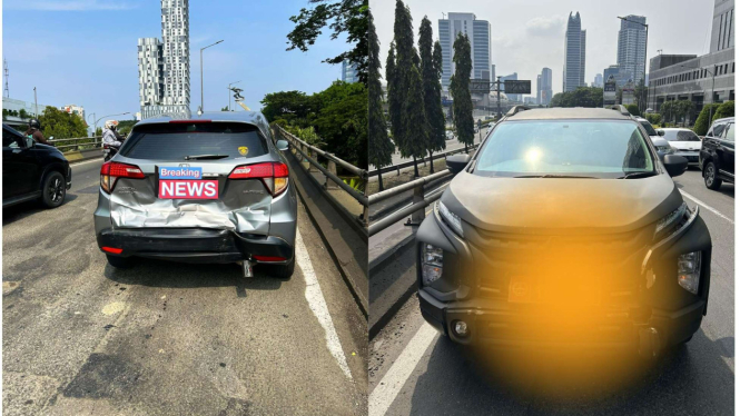 Mobil Dinas TNI Tabrak Mobil di Pancoran