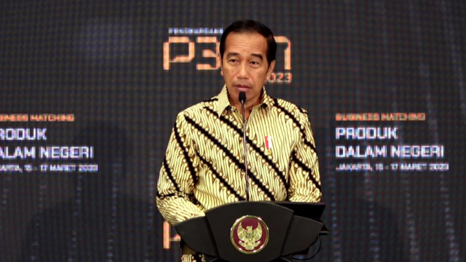 Presiden Jokowi di acara Pembukaan Business Matching Produk Dalam Negeri