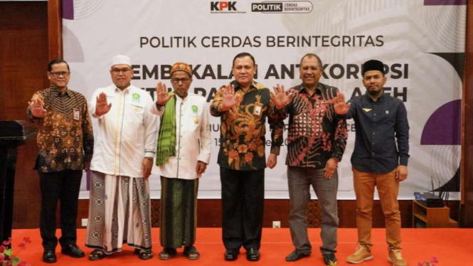 Ketua KPK Firli Bahuri dalam Pembekalan Politik Cerdas Berintegritas (PCB) Terpadu untuk PAS Aceh, di Hotel Hermes, Banda Aceh, Rabu, 15 Maret 2023.