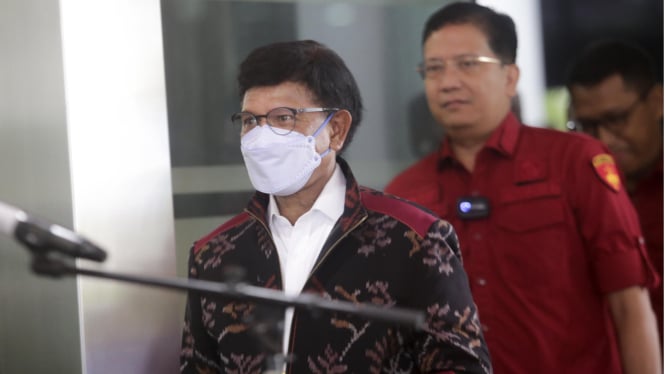 Pemeriksaan Menkominfo Johnny G Plate di Kejagung, Jakarta Selatan, Rabu, 15 Maret 2023.