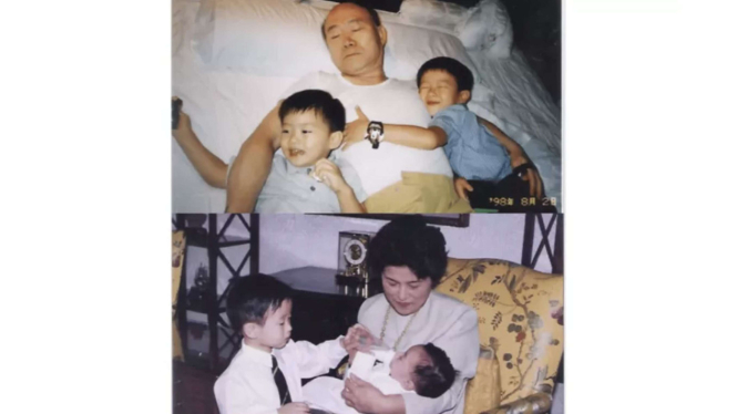 Chun Woo Won bersama dengan kakeknya Chun Doo Hwan dan neneknya