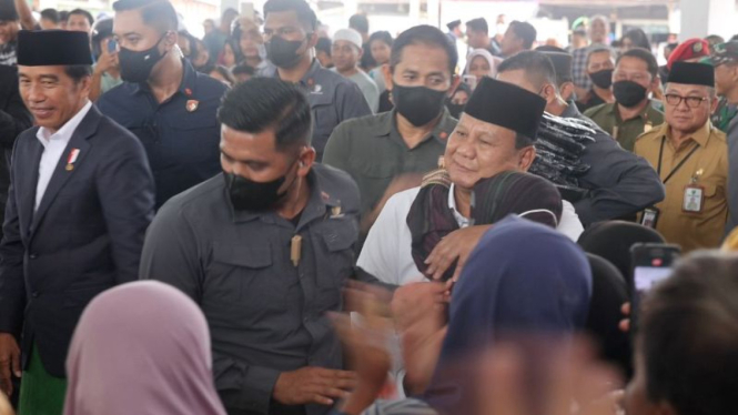 Menhan Prabowo Subianto saat dampingi Presiden Jokowi kunker ke Tabalong, Kalsel