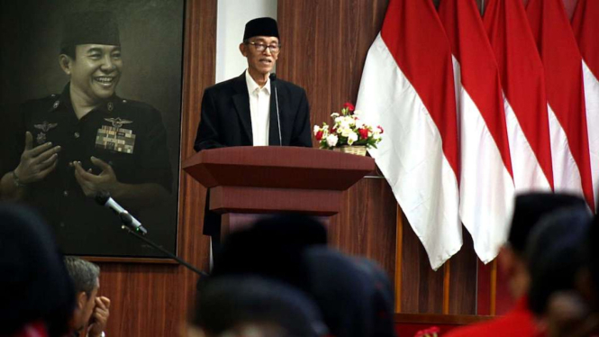 Hamka Haq, Ketua Bidang Keagamaan dan Kepercayaan kepada Tuhan Yang Maha Esa PDIP, di Sekolah Partai PDIP, di kawasan Lenteng Agung, Jakarta, Selasa, 21 Maret 2023.
