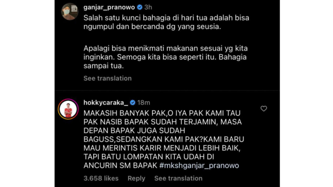 FIFA Coret Indonesia, Hokky Caraka Turut Berkomentar di Instagram Ganjar Pranowo