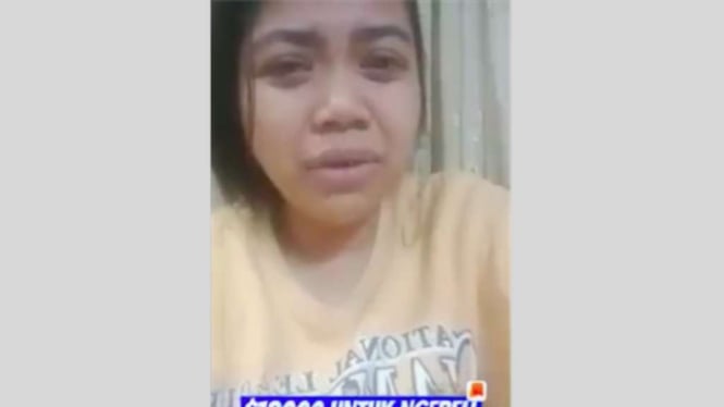 Tangkapan layar video Dede Aisyah, pekerja migran Indonesia yang menghadapi kasus penipuan kerja di Suriah hingga harus bekerja sampai mengeluh sakit.
