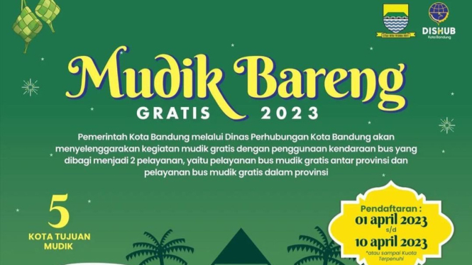 Mudik Bareng Gratis Dinas Perhubungan Kota Bandung