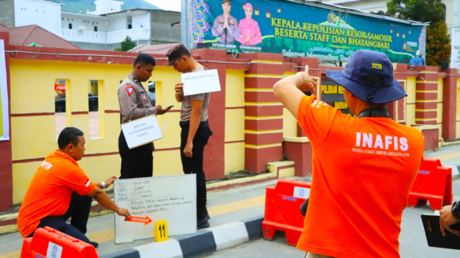 Pra rekontruksi penyelidikan kematian Bripka AS di Kabupaten Samosir.