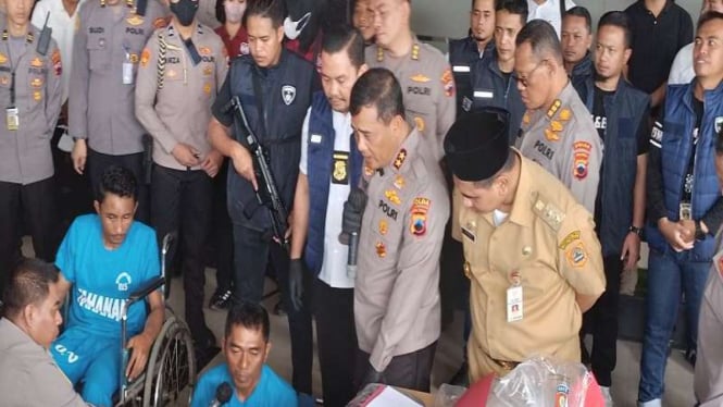 Para pelaku yang diamankan dalam kasus perampokan di Cilacap, Jateng.