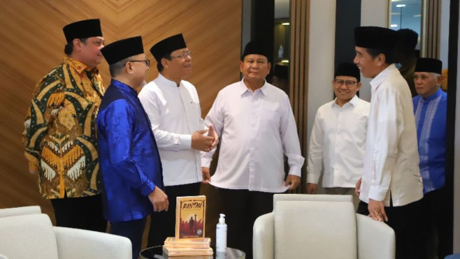 Lima ketua umum parpol saat bertemu Presiden Jokowi di kantor DPP PAN.