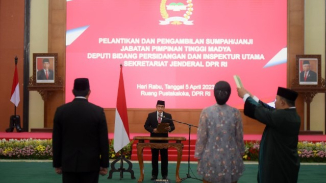 Sekretaris Jenderal DPR RI Indra Iskandar dalam agenda pelantikan
