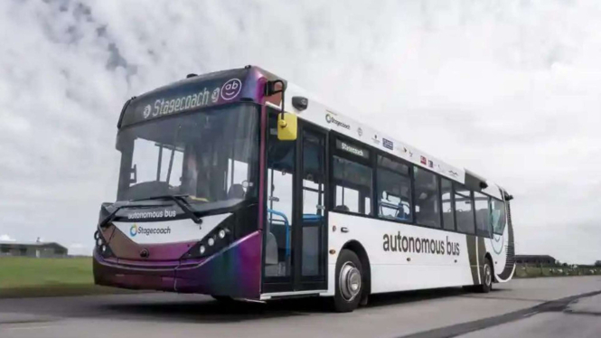 Self driving bus atau bus tanpa supir di Skotlandia