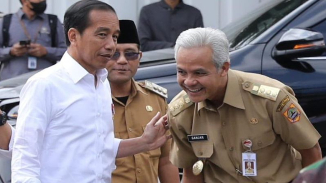 Gubernur Jateng Ganjar Pranowo dan Presiden Jokowi saat di Boyolali.