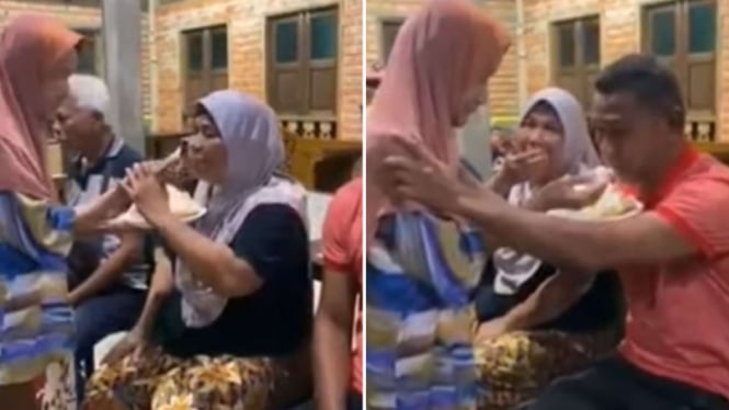 Momen Haru Seorang Ibu Suapi 10 Anak-anaknya