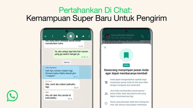 Fitur baru WhatsApp, menyimpan pesan di 'Pesan Sementara'.