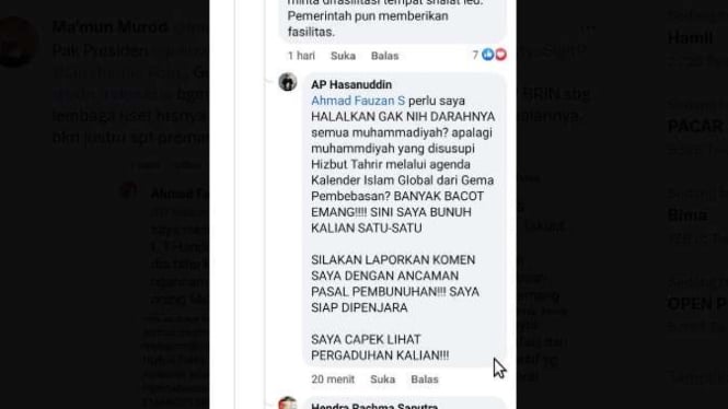 Komentar viral peneliti BRIN yang mengancam membunuh warga Muhammadiyah.