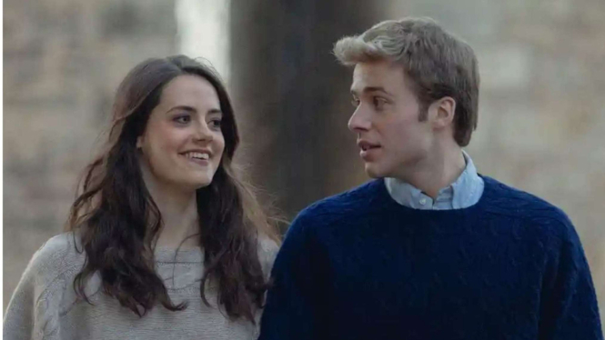 Potret Pangeran William dan Kate Middleton muda dalam series The Crown