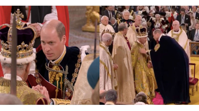 Momen haru Raja Charles III dan Pangeran William di penobatan