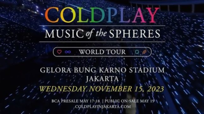 Konser Coldplay di GBK Jakarta resmi diumumkan