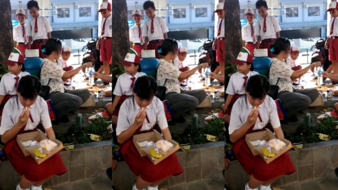 Anak-anak sekolah penerima nasi kotak ASEAN ada belatungnya
