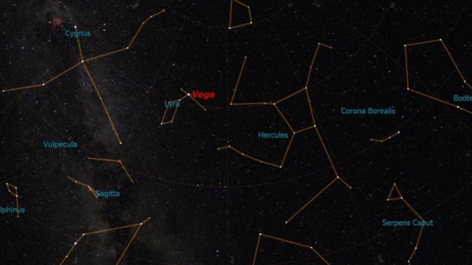 Bintang Vega di konstelasi Lyra. 