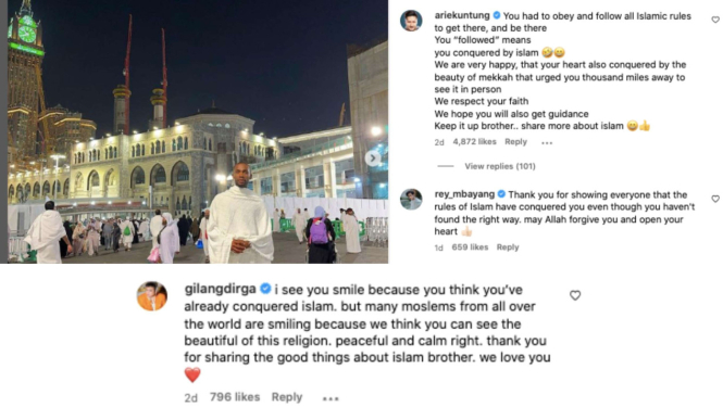 Artis Indonesia yang komentar di postingan pria Kristen AS nekat ke Mekkah
