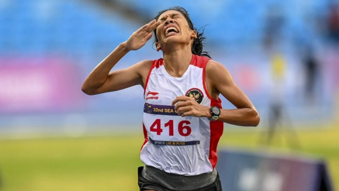 Pelari putri Indonesia Odekta Elvina Naibaho di SEA Games 2023