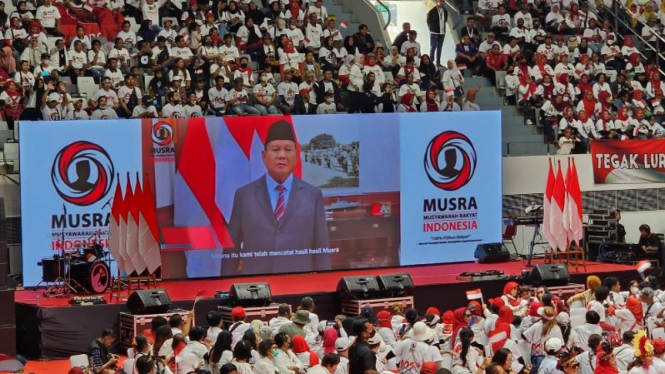 Gambar Prabowo Subianto saat di Musra relawan Jokowi.