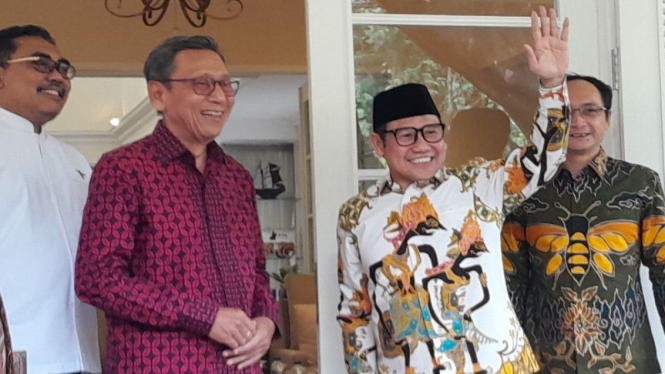 Ketua Umum DPP PKB Muhaimin Iskanadar alias Cak Imin bertemu Boediono.