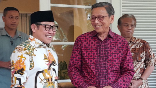 Ketum PKB Muhaimin Iskandar alias Cak Imin bertemu mantan Wapres Boediono.