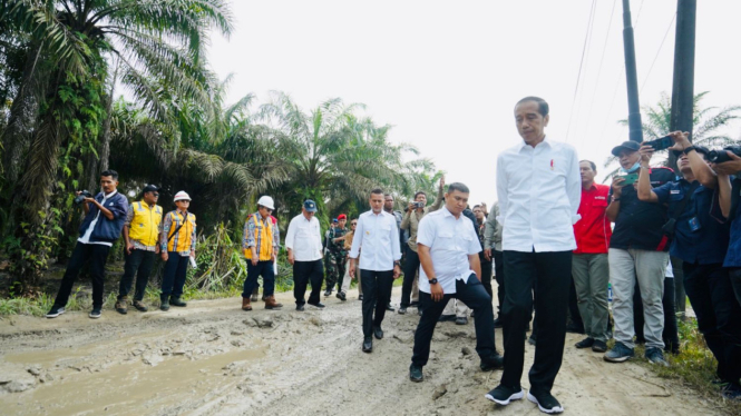 Jokowi meninjau jalan rusak di Labura, Sumut