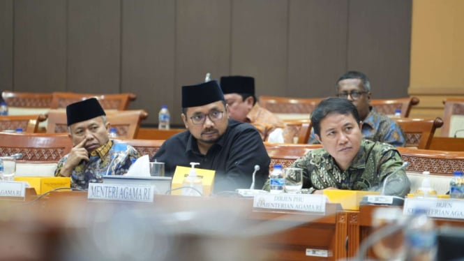 Menag Yaqut di Rapat Kerja (Raker) dengan Komisi VIII DPR RI di Senayan