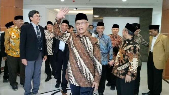 Ketua Umum Muhammadiyah Haedar Nashir di sela peresmian Fakulitas Kedokteran Gigi (FKG) Universitas Muhammadiyah Sidoarjo di Sidoarjo, Jawa Timur, Minggu, 21 Mei 2023.