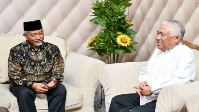 Presiden PKS Ahmad Syaikhu dan Din Syamsuddin.