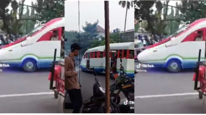 Odong-odong dengan tampilan kereta cepat.