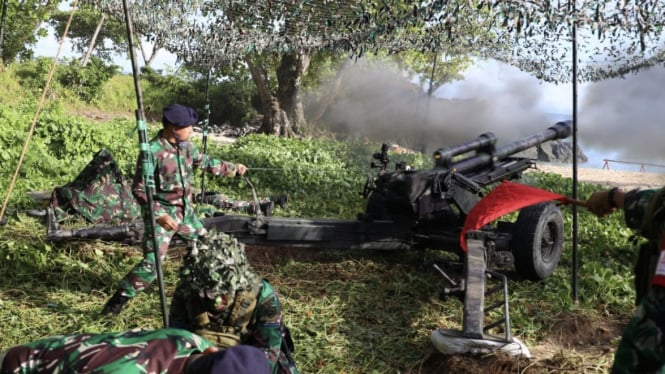 VIVA Militer: Pangkoarmada III Laksda TNI Rachmad Jayadi tembakkan Howitzer