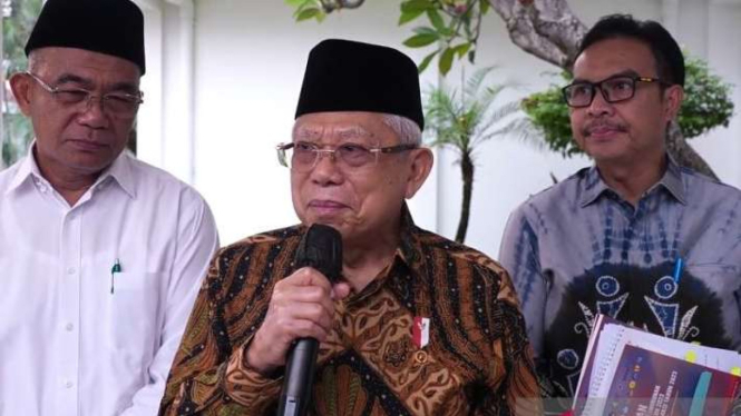 Tangkapan layar - Wakil Presiden Maruf Amin saat memberikan keterangan usai memimpin Rapat Percepatan Penurunan Stunting di Istana Wakil Presiden, Jakarta, Kamis, 25 Mei 2023.