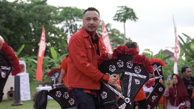 Ketum DPP PSI Giring Ganesha di Sleman, Yogyakarta.