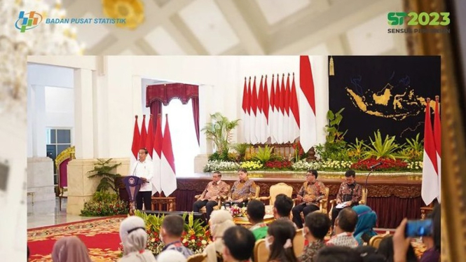 Arahan Presiden RI, Joko Widodo dalam Pencanangan Pelaksanaan Sensus Pertanian 2023 di Istana Negara (15/5). (Sumber: Instagram/@bps_statistics)