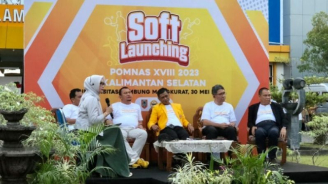 Soft Launching POMNAS XVIII 2023 di halaman gedung Rektorat ULM