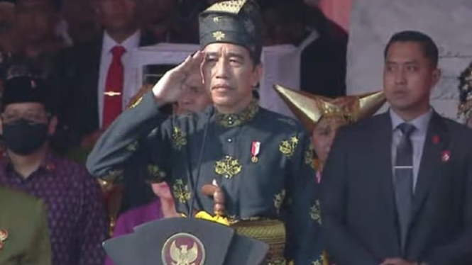 Presiden Jokowi saat pimpin upacara peringatan Pancasila di Monas Jakarta