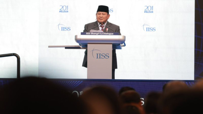 Menhan Prabowo Subianto dalam forum IISS di Singapura