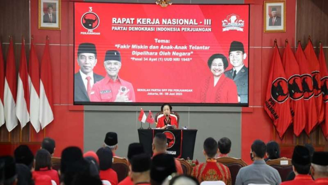 Megawati Soekarnoputri di Rakernas PDIP