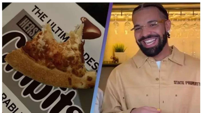 Potongan pizza yang telah dimakan Drake