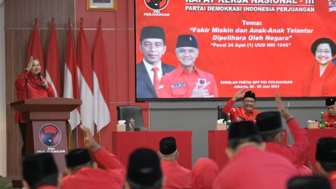 Wali kota Semarang, Hevearita Gunaryanti Rahayu di rakernas PDIP.