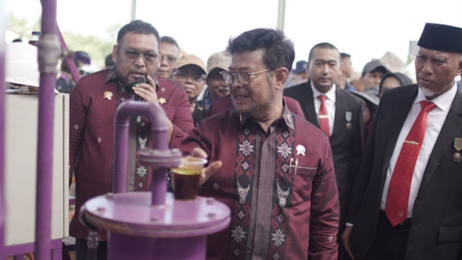 Menteri Pertanian Syahrul Yasin Limpo saat menghadiri Pekan Nasional di Padang