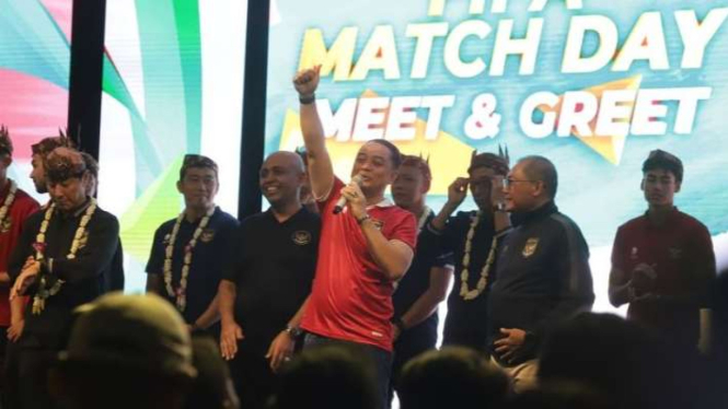 Wali Kota Surabaya Eri Cahyadi saat meet & greet Timnas Indonesia vs Palestina