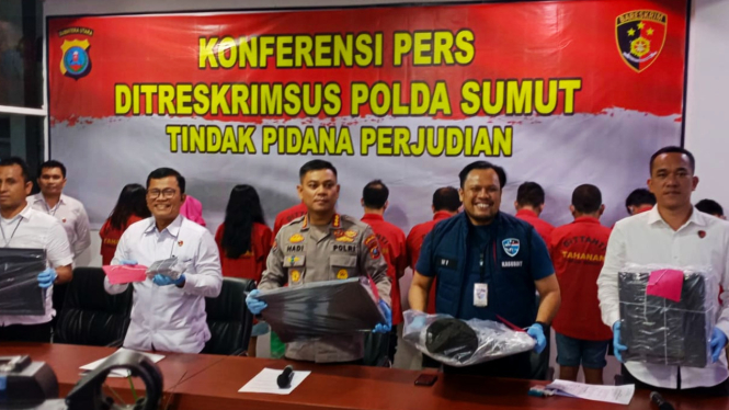 Polda Sumut gelar jumpa pers kasus judi online