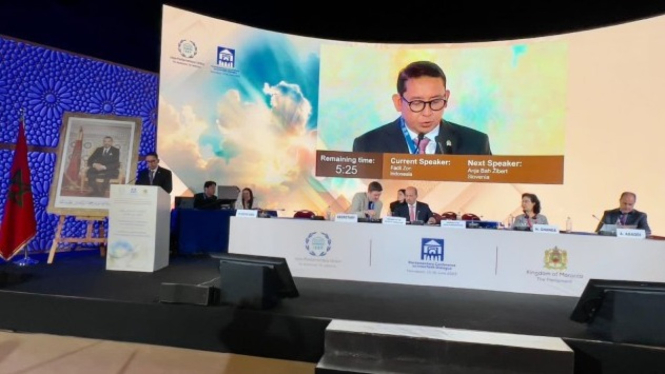 Ketua BKSAP DPR RI, Fadli Zon saat sesi general debate pada Forum Parlemen Dunia