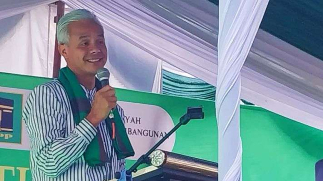 Bakal calon presiden (capres) dari PDIP Ganjar Pranowo saat bersilaturahmi dengan pengurus dan kader PPP Nusa Tenggara Barat (NTB) di Kantor DPW PPP NTB, Jalan Majapahit, Kota Mataram, Minggu, 18 Juni 2023.